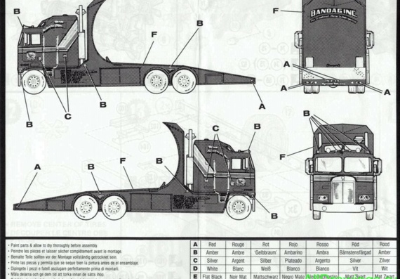 Kenworth Aerodyne truck drawings (figures)